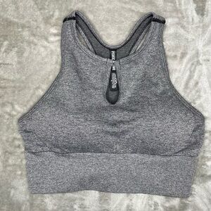 PINK Victoria's Secret Heathered Gray Seamless Active Crop Top Sports Bra Size L